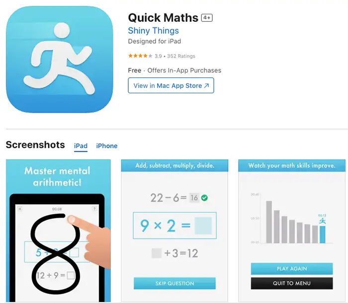 Quick Maths Screenshot