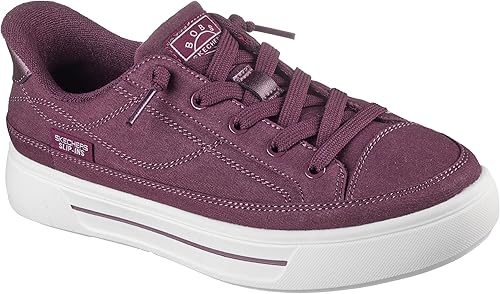 BOBS by Skechers women's purple casual sneakers with lace-up design and cushioned sole.