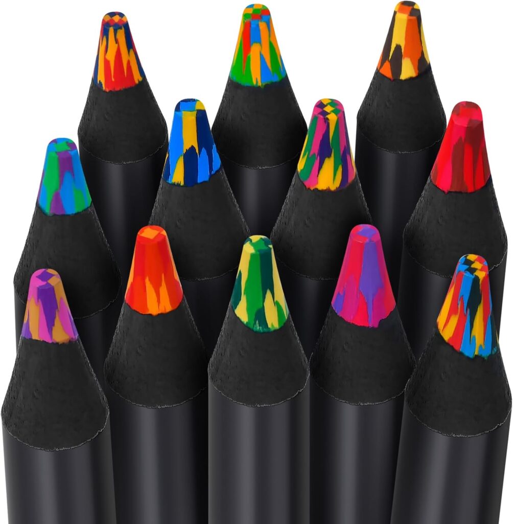 A pack of colored rainbow pencils on a white background