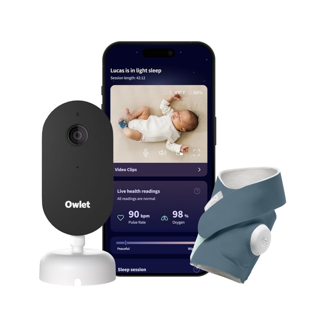 The Owlet wearable baby monitoring sock as shown on Amazon