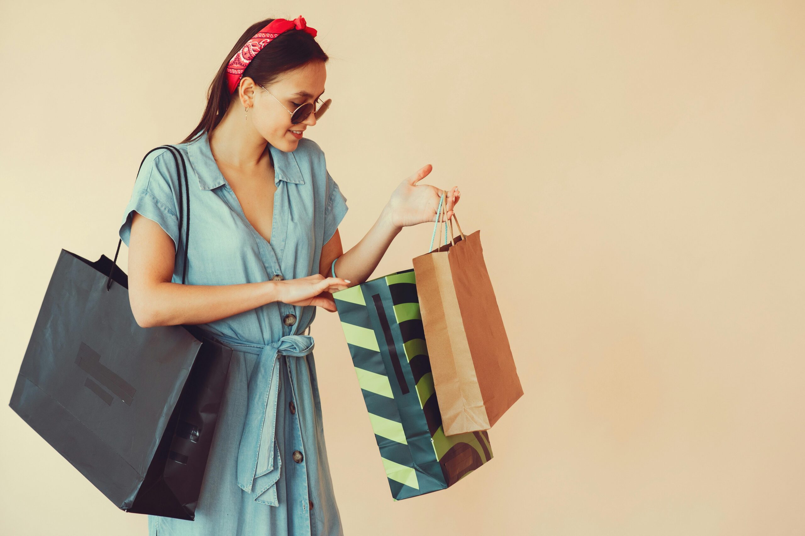 Woman with Shopping Bags during spring shopping season.