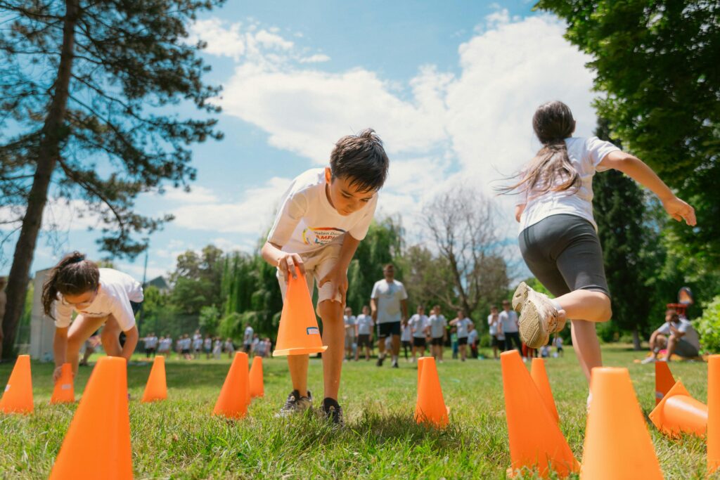 Kids Summer Camp, outside running.