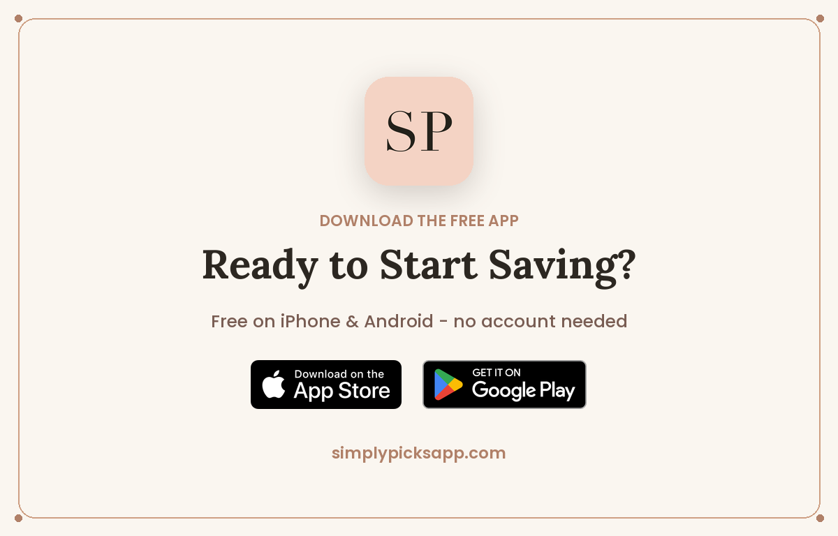 Download the free Simply Picks deals app on the App Store and Google Play
