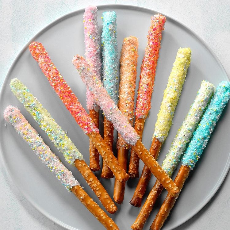 Magic Wands — Taste of Home. Two dozen out of one bag of pretzel rods, one microwave bowl, no pan to wash. If you need a lot of something to hand out, this is the one.