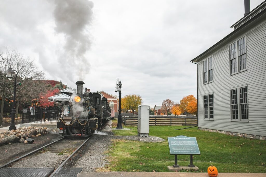 Hallowe en Express steam train at Greenfield Village in Dearborn