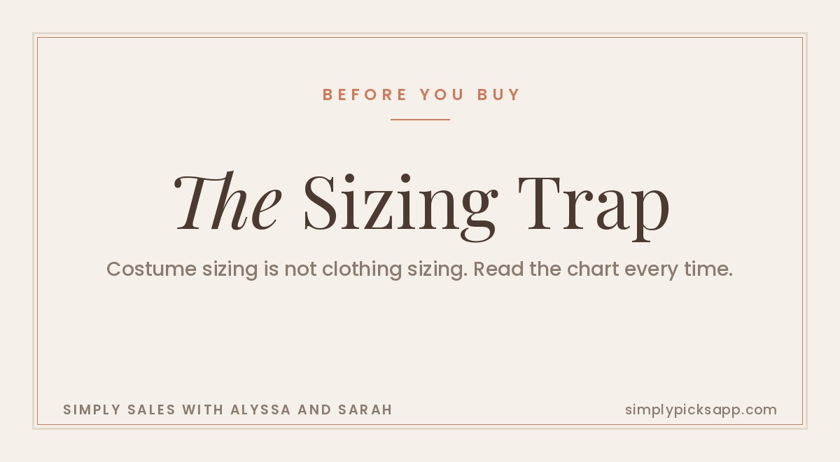 Halloween costume sizing guide — costume sizing is not clothing sizing