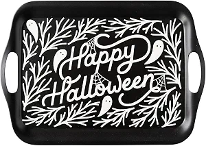 Halloween serving tray black and white with ghosts.