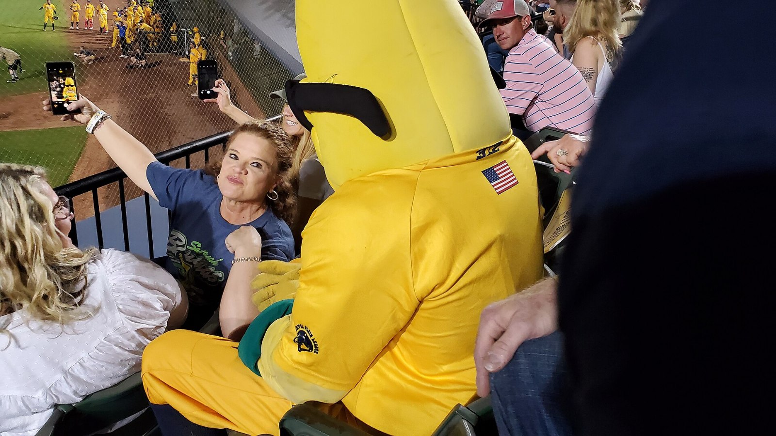 Savannah Bananas mascot Split in the crowd at a Banana Ball game