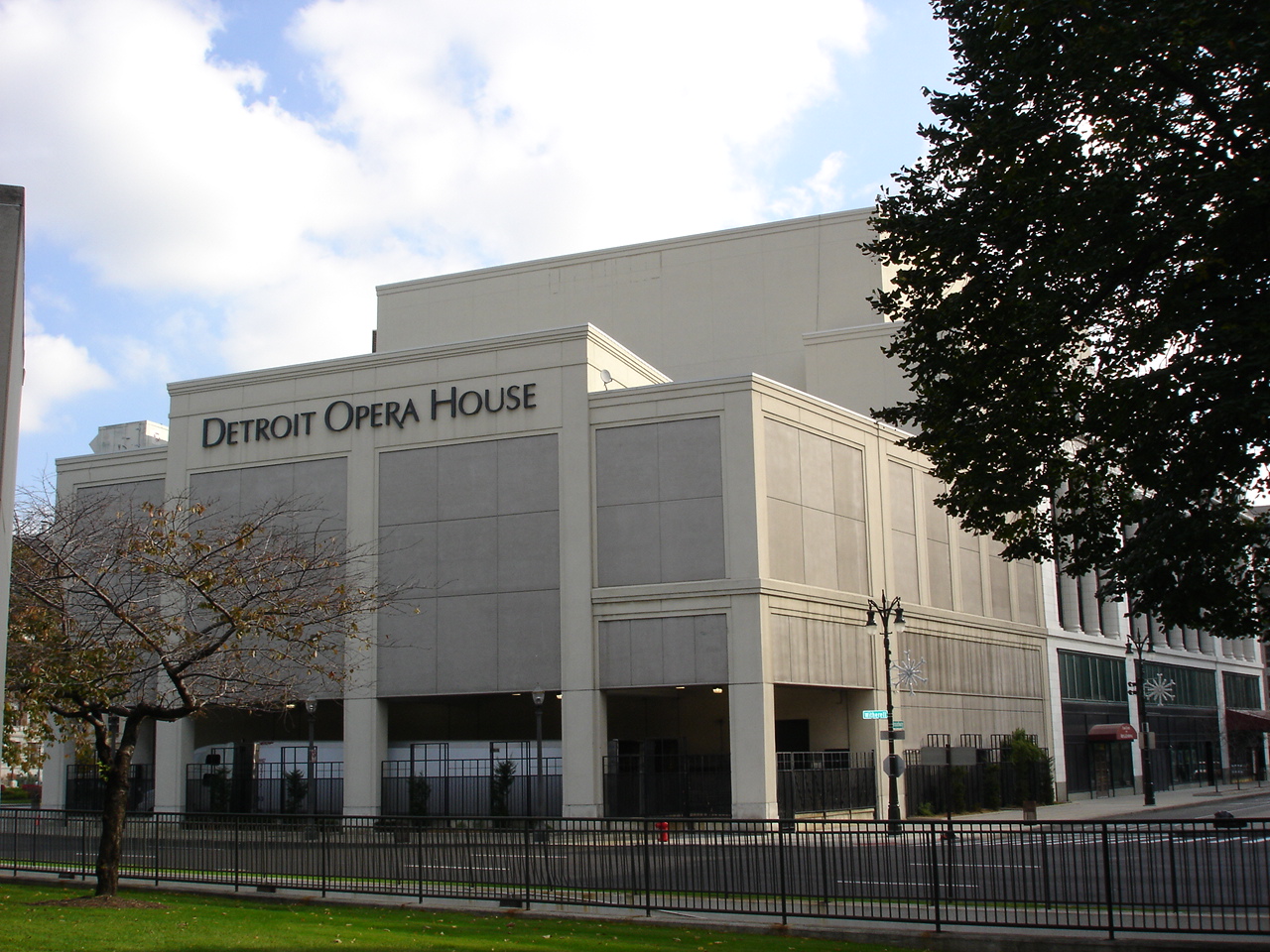 The exterior of the Detroit Opera House on Broadway Street in downtown Detroit
