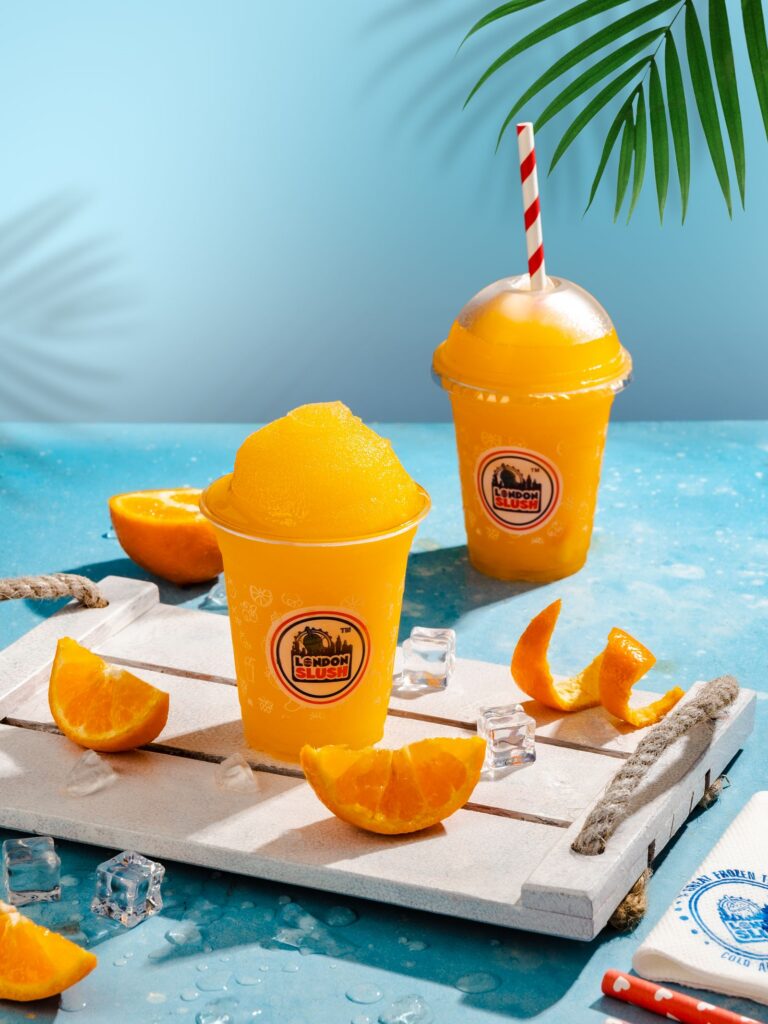 Frozen slushie drinks with straws