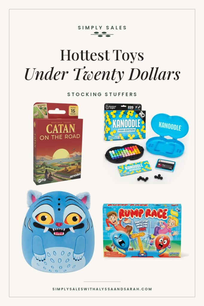 Hottest toys under twenty dollars 2026: CATAN On The Road, Kanoodle, Squishmallows Derpy and Rump Race