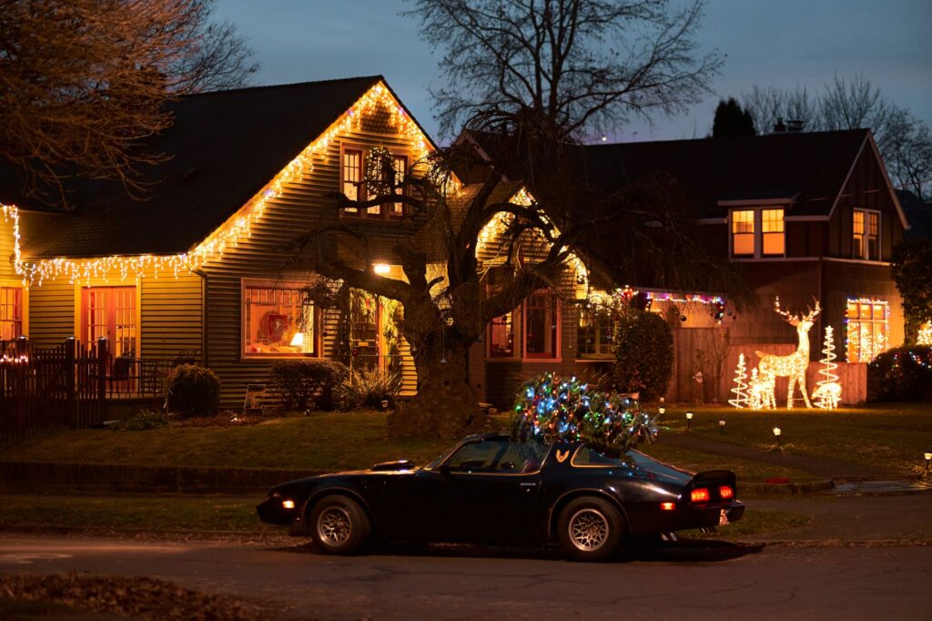 Metro Detroit Christmas lights guide: houses lit with Christmas lights at dusk