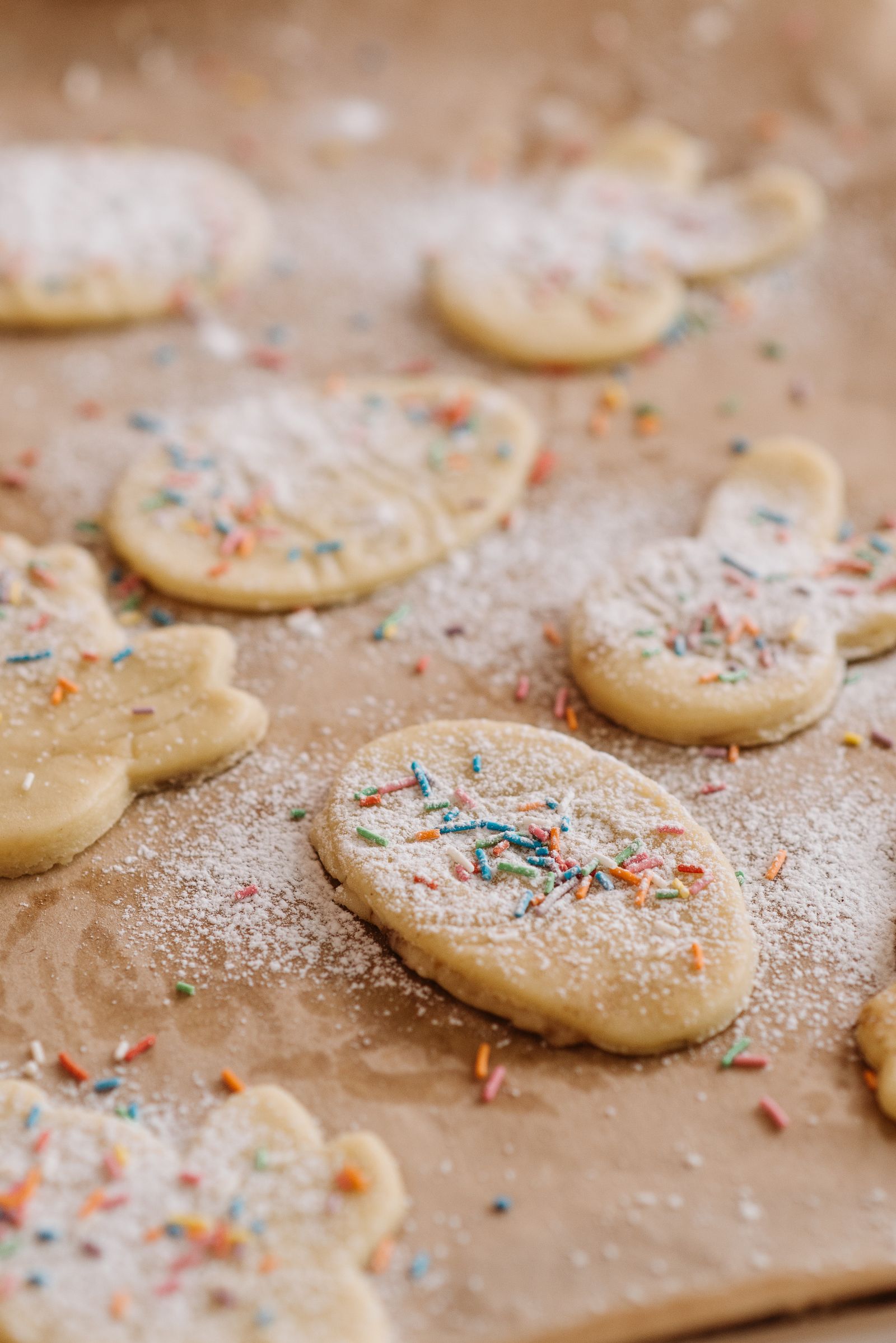 Homemade drop sugar cookies covered in sprinkles